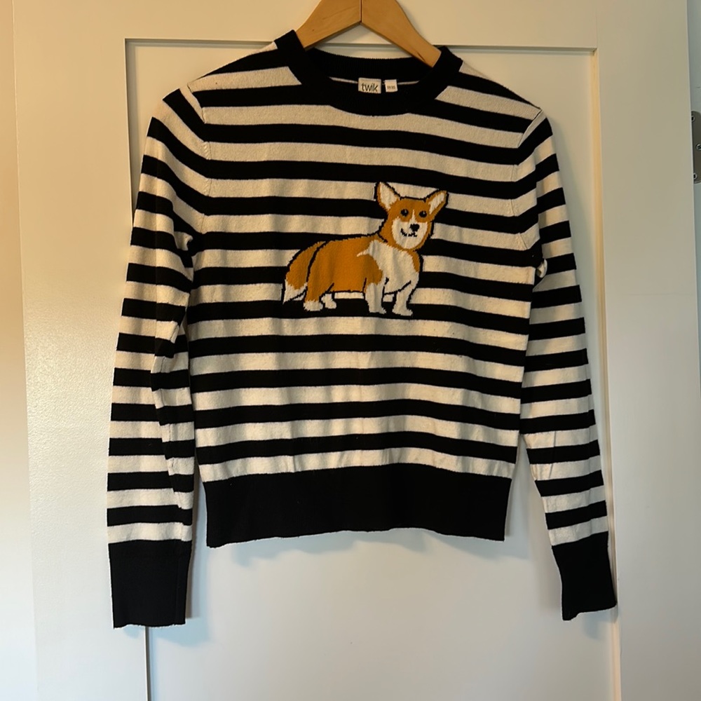 Corgi striped sweater